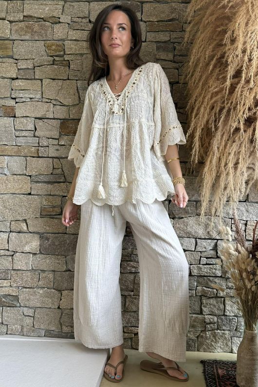 Sera Cotton Smock Vintage Cream